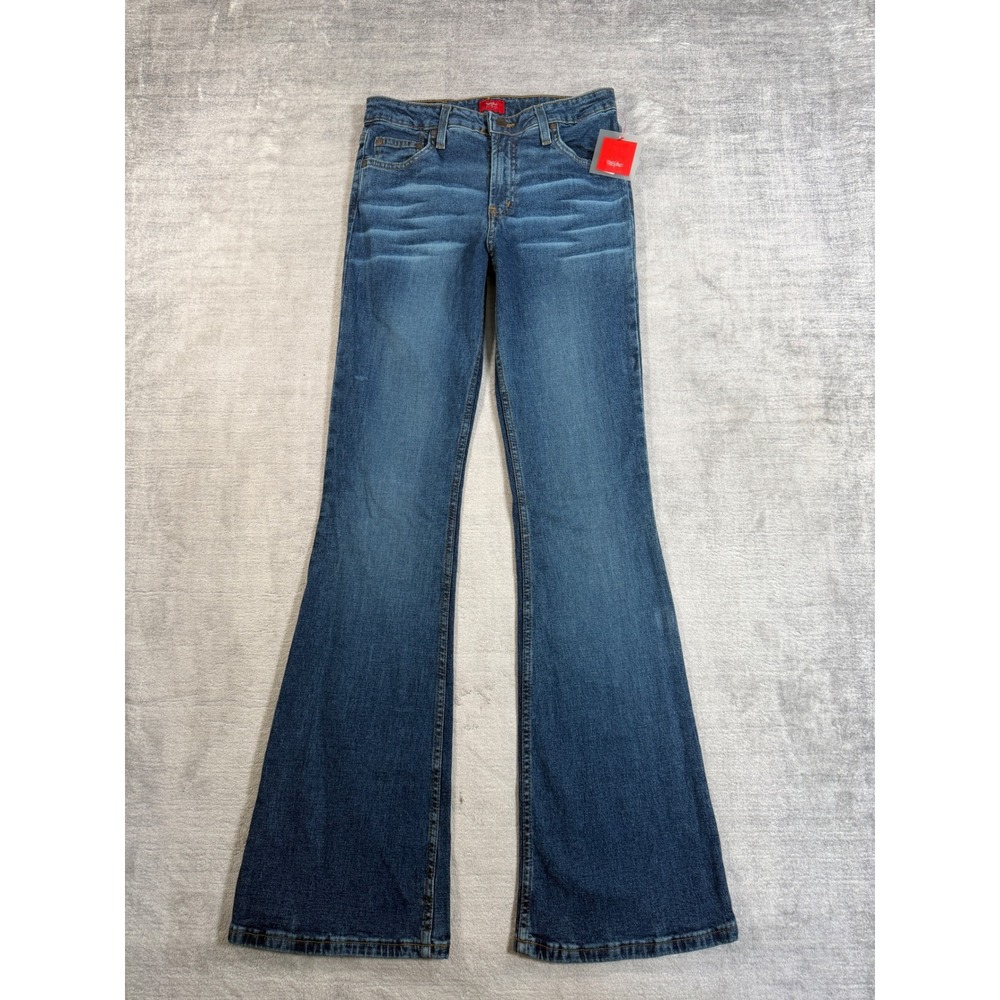 Mossimo Jeans Womens 7 Blue Flare Bootcut Dark Wash Mid Rise Stretch Y2K NWT